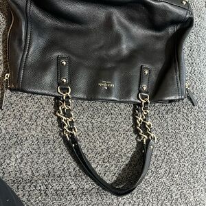 Kate Spade Black Leather Tote with Chain Straps